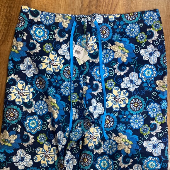 Vera Bradley blue floral corduroy wide leg drawstring waist pants size XL - Picture 3 of 8